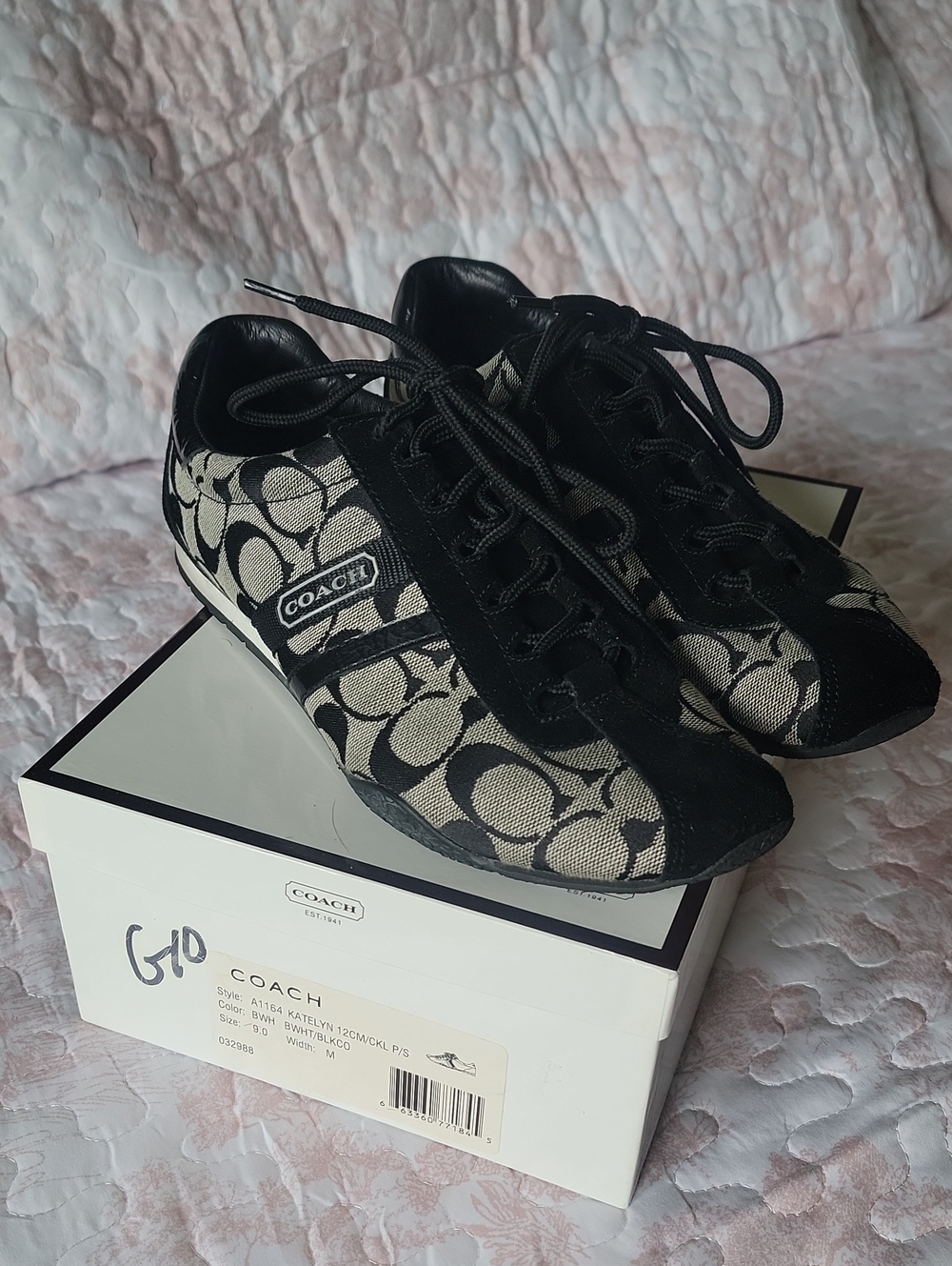 Coach Black and Beige Signature Canvas Lace-Up Sneakers